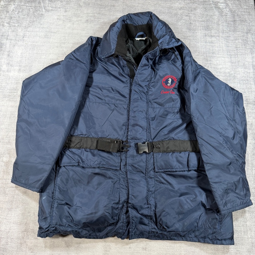 Vintage Mustang Survival Marine Jacket Mens XXL Blue Buoyant Cruiser Class Coat